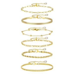 6 Pcs / Set - 18K Gold Plated Bracelet Set